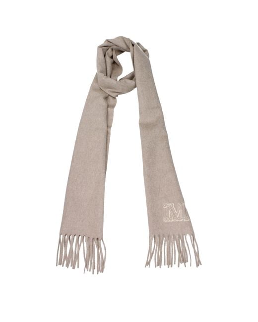 Max Mara Natural Beige Cashmere Scarf