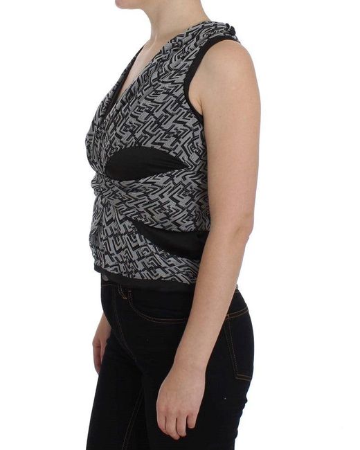 Karl Lagerfeld Black Silk Blouse Top