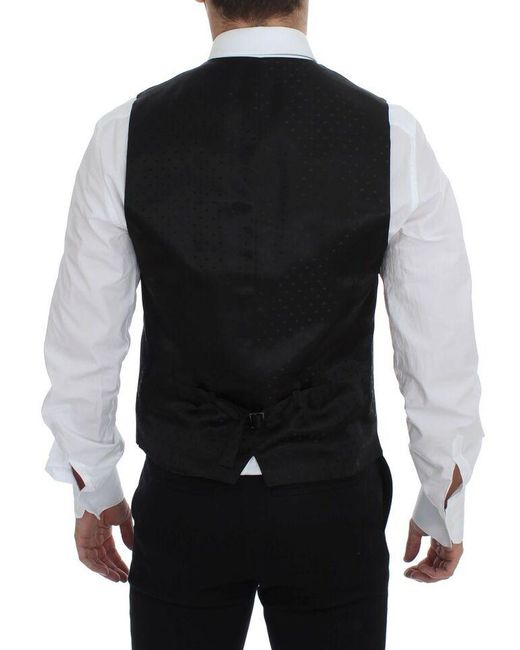 Dolce & Gabbana Black Dolce Gabbana Wool Stretch Dress Vest Gilet Weste for men