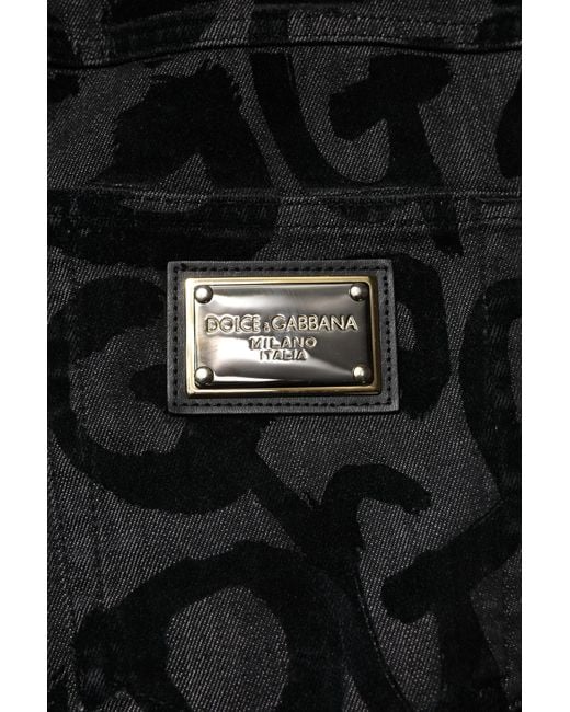 Dolce & Gabbana Black Gray Cotton Dg Logo Straight Men Denim Jeans for men