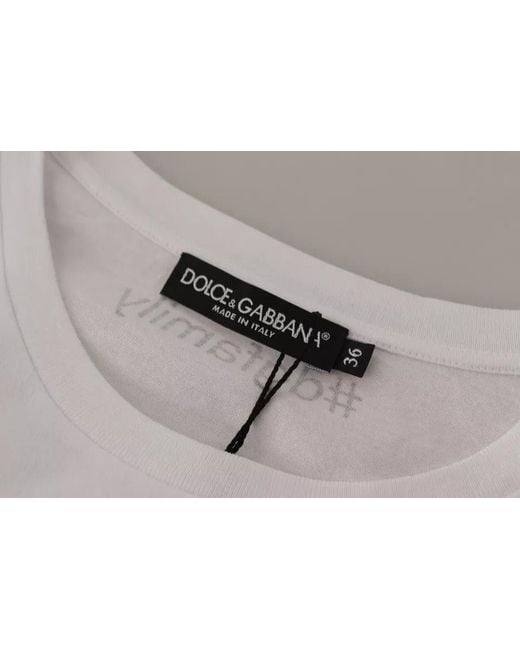 Dolce & Gabbana Gray #Dgfamily Patch Top Cotton T-Shirt