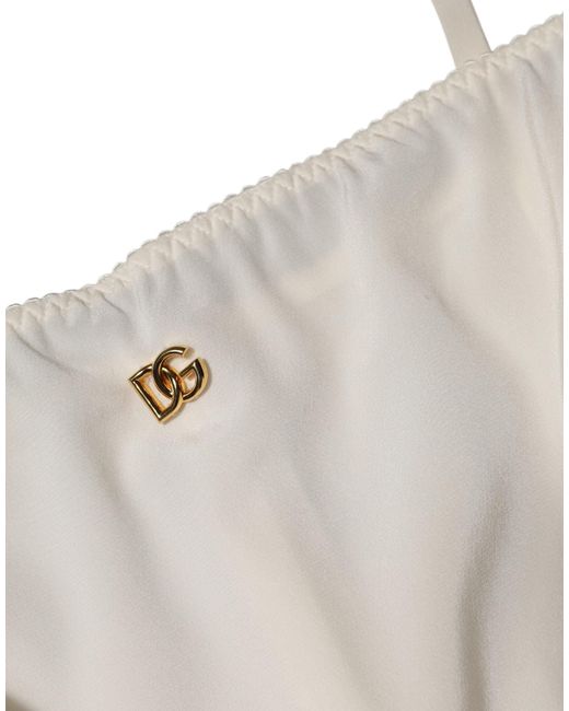 Dolce & Gabbana White Full Slip Dg Logo Silk Dress Sleepwear for men