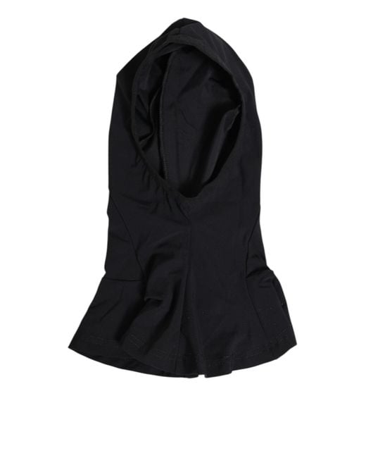 Dolce & Gabbana Black Nylon Elastane Balaclava Hood Face Cover Hat for men