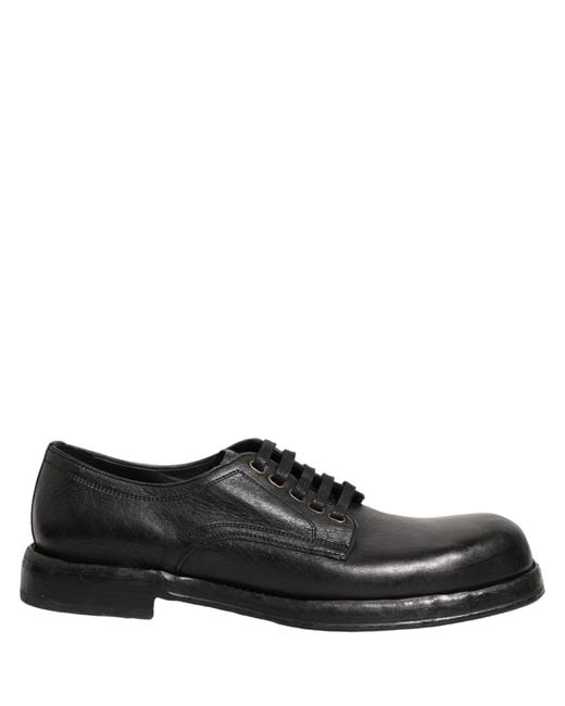 Dolce & Gabbana Black Leather Lace Up Derby Dress Men Shoes for men