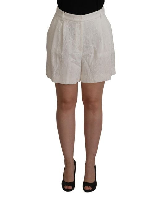 Dolce & Gabbana White High Waist Culotte Cotton Shorts