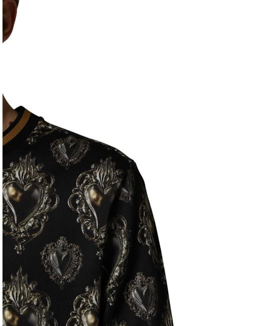 Dolce & Gabbana Black Sacred Heart Cotton Sweatshirt Sweater for men