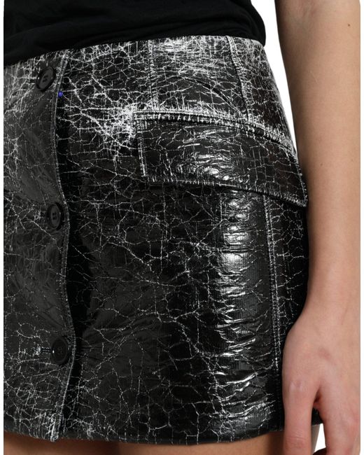 Dolce & Gabbana Black Cotton Blend High Waist Mini Skirt