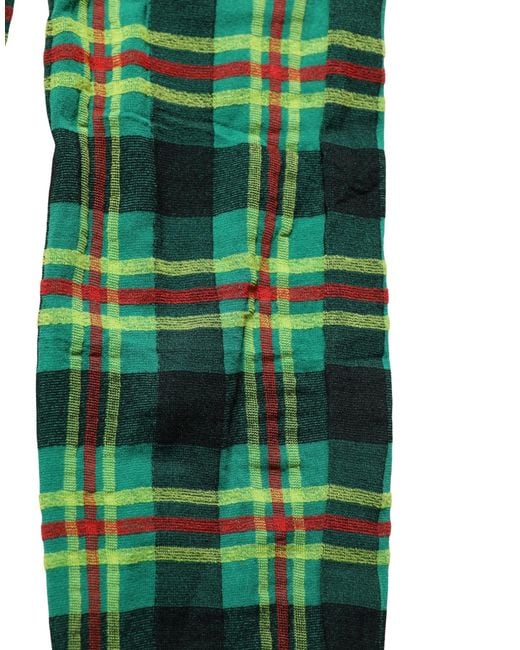 Dolce & Gabbana Green Multicolor Plaid Tights Stocking Pantyhose Socks