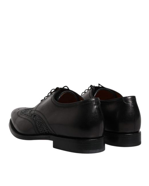 Dolce & Gabbana Black Leather Derby Wingtip Lace Up Formal Dress Shoes for men