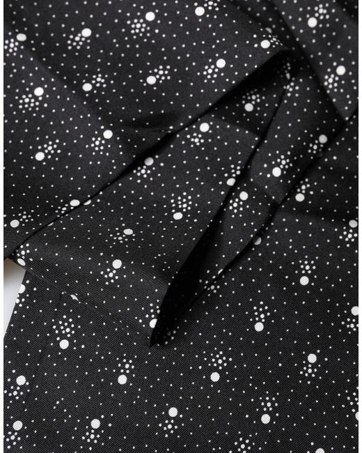Dolce & Gabbana Black Silk Dotted Print Foulard 140Cm X 15Cm Scarf for men