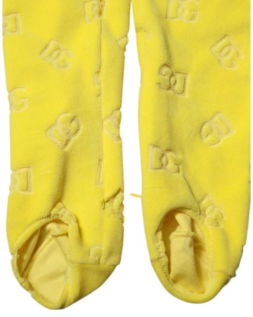 Dolce & Gabbana Yellow Logo Slim Fit Leggings Pants