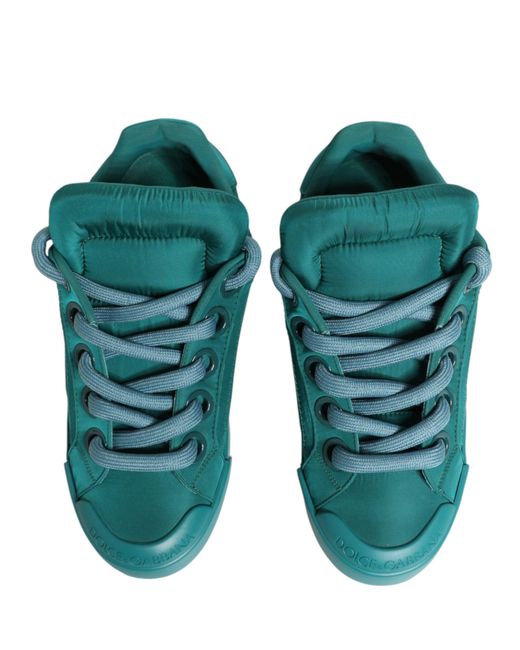 Dolce & Gabbana Green Teal Portofino Men Low Top Sneakers Shoes for men