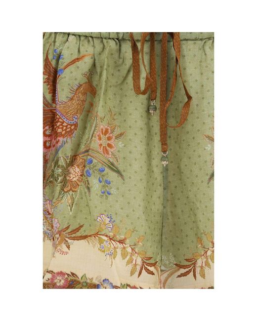 Zimmermann Natural Multicolor Silk Bermuda Shorts