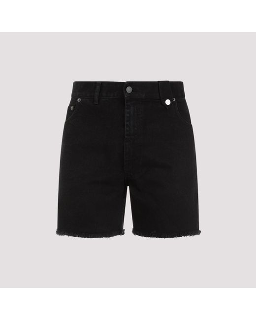 Egonlab Black Stonewashed Cotton Denim Shorts for men