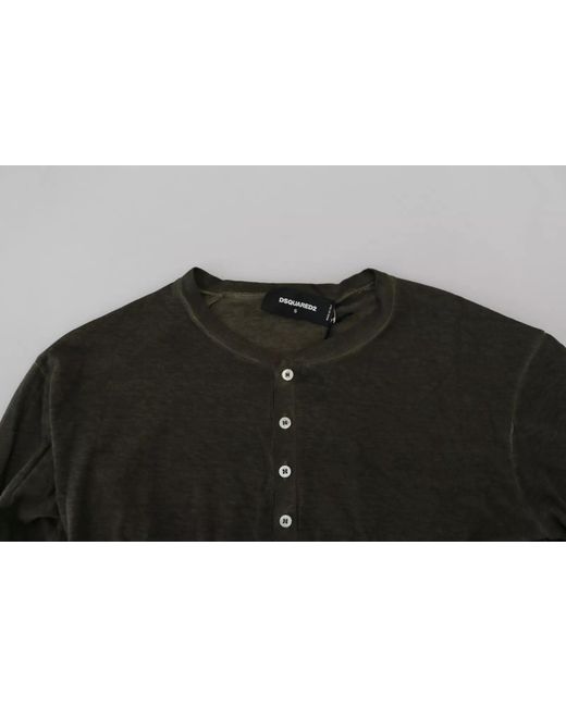 DSquared² Black Cotton Linen Long Sleeves Pullover Sweater for men