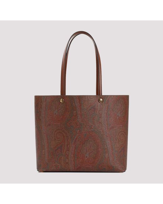 Etro Dark Brown Paisley Fabric Shopping L Bag