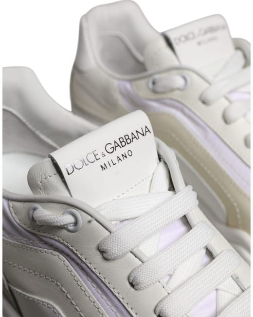 Dolce & Gabbana Gray White Daymaster Low Top Sneakers Shoes for men
