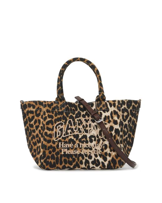 Ganni Black "Leopard Print Tote Bag