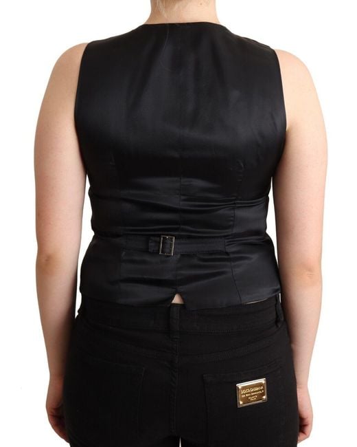 Dolce & Gabbana Black Elegant Vest Top With Button Detail