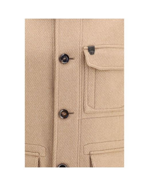 Brioni Natural Beige Cashmere Leather Jacket for men