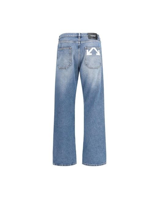 Off-White c/o Virgil Abloh Blue Cotton Relaxed Fit Jeans - W30 for men