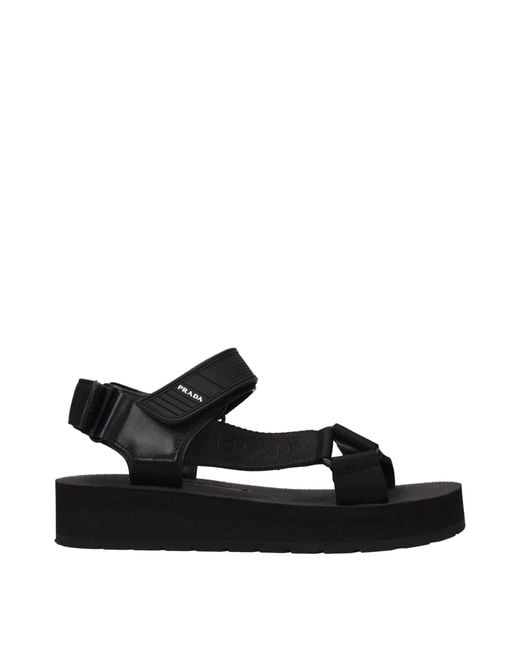 Prada Black Fabric Sandals