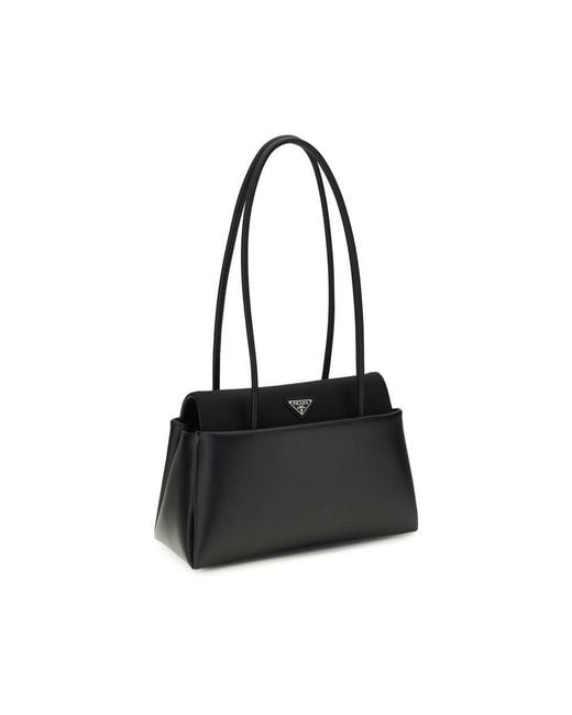 Prada Black Calf Leather Bos Taurus Shoulder Bag