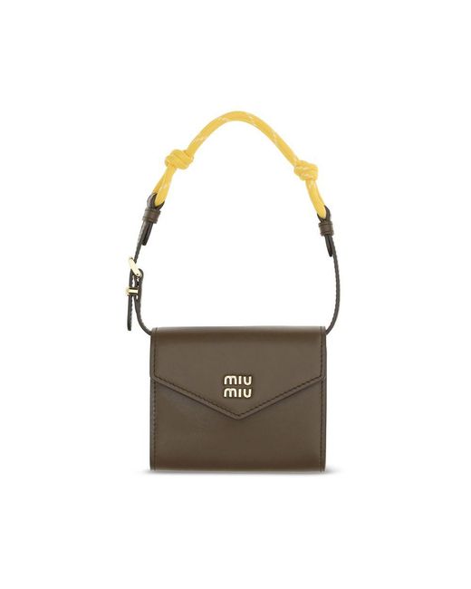 Miu Miu Multicolor Brown Calf Leather Bos Taurus Wallet