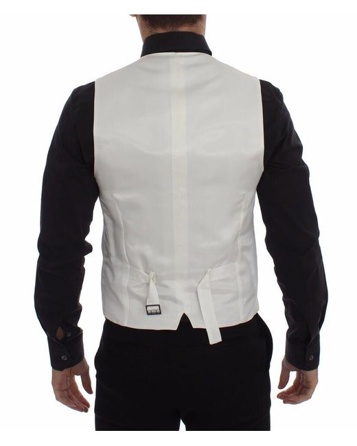 Dolce & Gabbana White Cotton Silk Blend Dress Vest Blazer for men