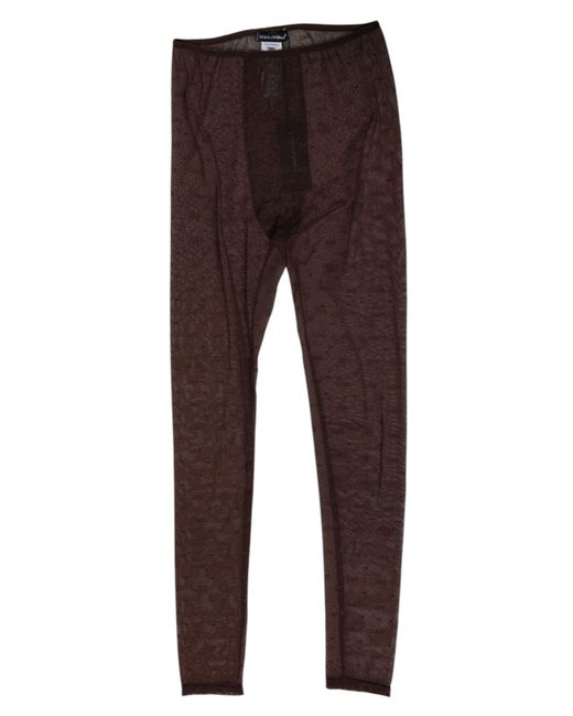 Dolce & Gabbana Brown Mesh Logo Leggings