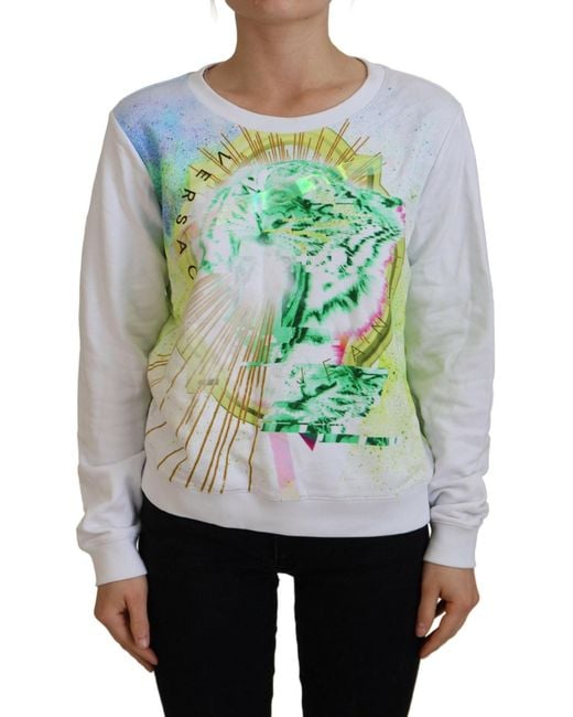 Versace Jeans Gray Graphic Print Long Sleeves Sweater