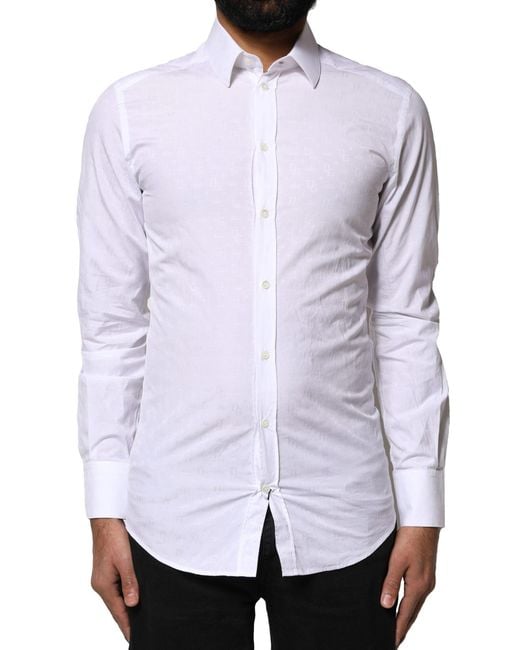 Dolce & Gabbana White Cotton Long Sleeves Dress Shirt for men