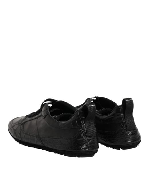 Dolce & Gabbana Black Exotic Leather Low Top Sneakers Shoes for men