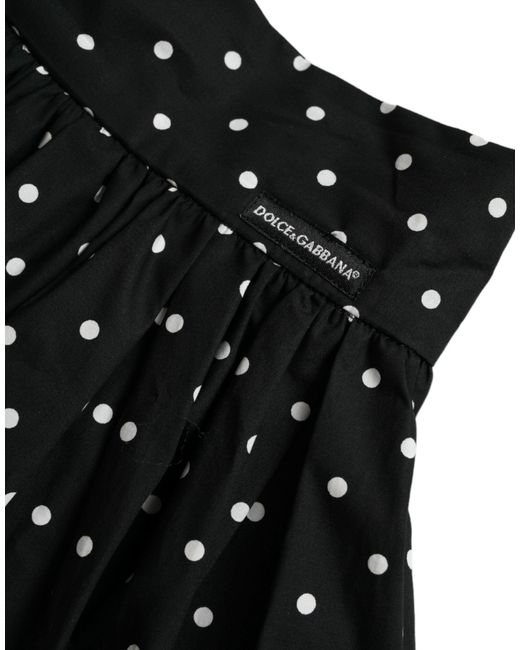 Dolce & Gabbana Black Polka Dot Knee-Length Couture Skirt