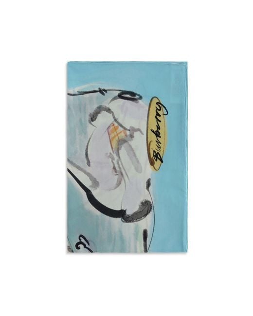 Burberry Blue Multicolor Silk Scarf