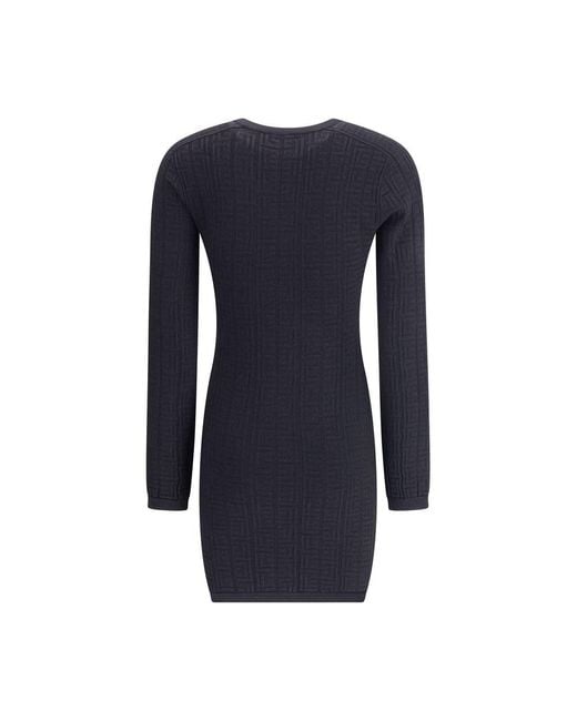 Balmain Blue Pb Patterned Short Dres