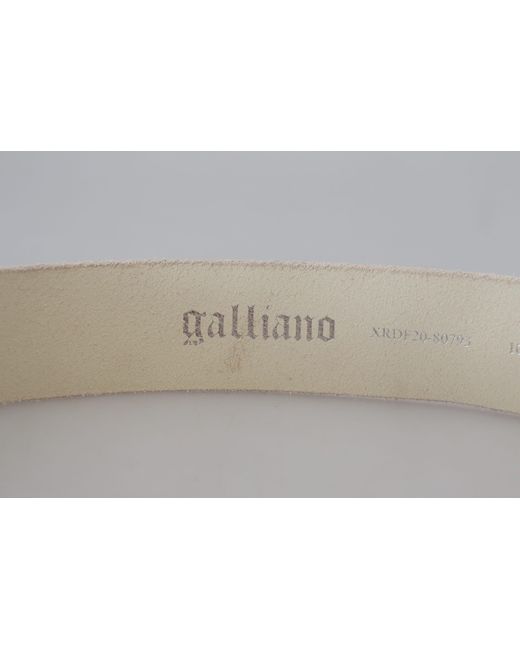 John Galliano Red Pink Leather Letter Logo Round Buckle Waist Belt