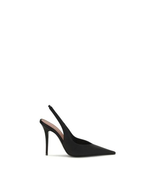 AMINA MUADDI Black Satin High Heel Pumps