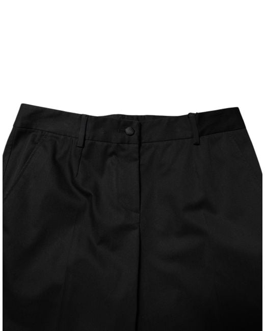 Dolce & Gabbana Black Cotton High Waist Formal Pants