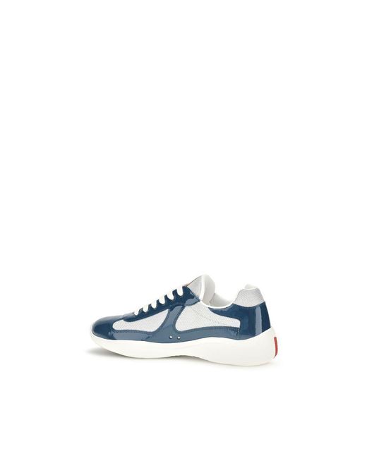 Prada Blue Calf Leather Bos Taurus Athletic Sneakers for men