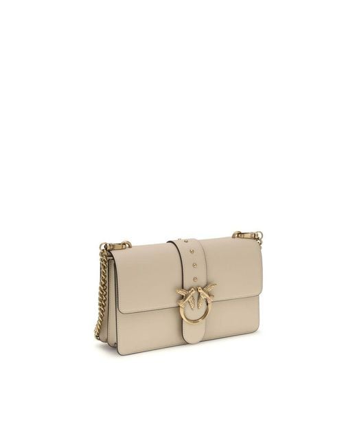 Pinko Natural Beige Calf Leather Bos Taurus Shoulder Bag