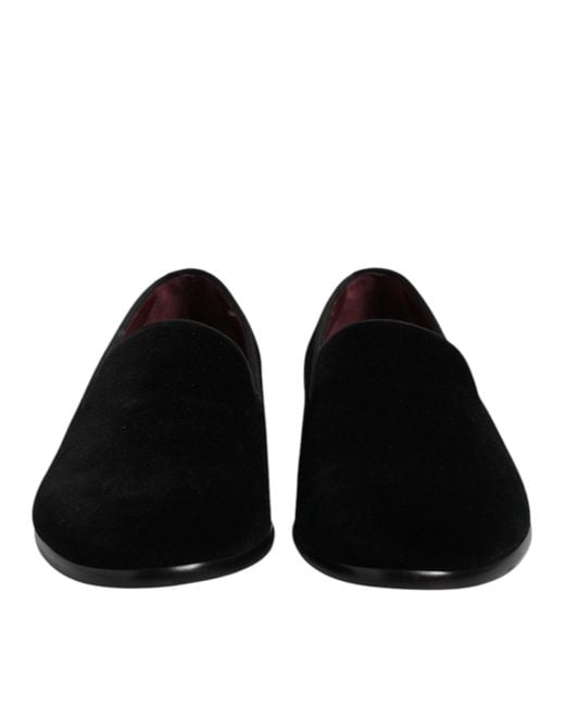 Dolce & Gabbana Black Velvet Slipon Loafer for men