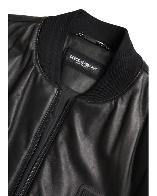 Dolce & Gabbana Black Polyester Full Zip Bomber Coat Jacket for men