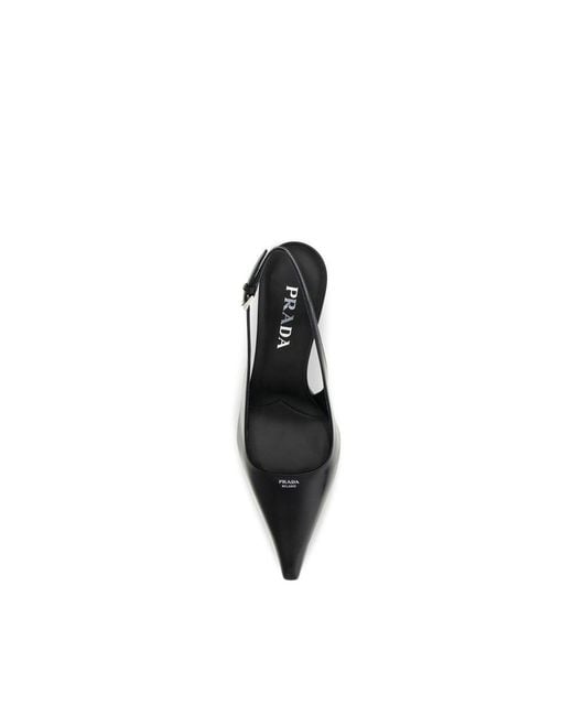 Prada Black Calf Leather Bos Taurus High Heel Pumps