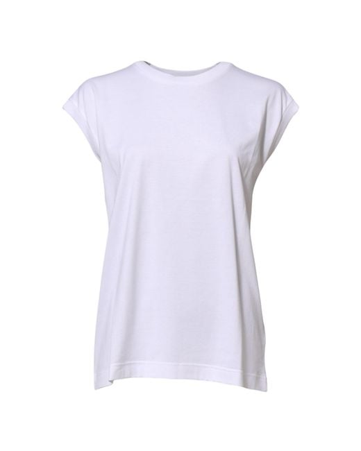 Dolce & Gabbana Purple White Cotton Sleeveless Tank T