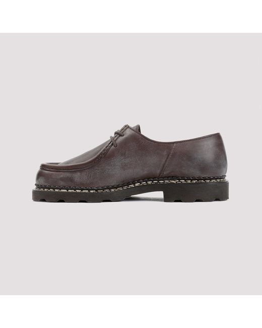 Paraboot Brown Leather Michael Bbr Derby Shoes for men