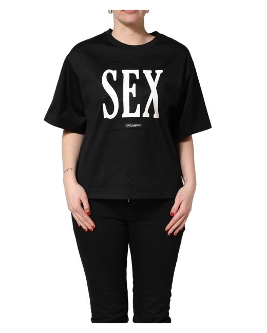 Dolce & Gabbana Black Jersey Graphic Short Sleeve Crew Neck T