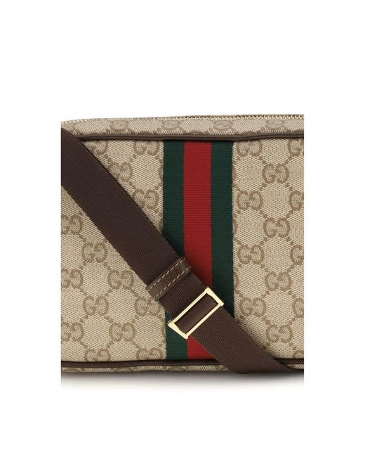 Gucci Gray Beige Cotton Shoulder Bag for men