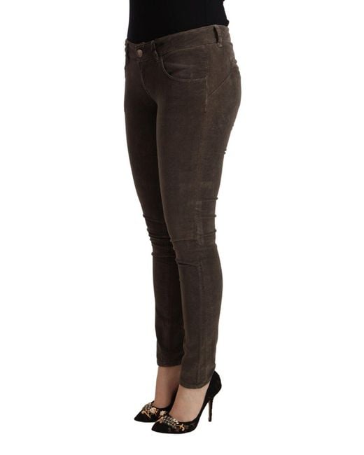 Acht Black Brown Cotton Slim Fit Denim Low Waist Jeans