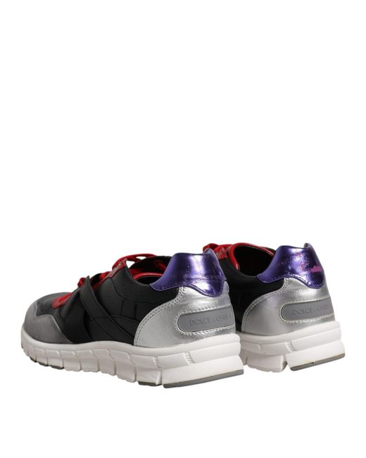 Dolce & Gabbana Multicolor Leather Suede Low Top Sneakers Shoes for men